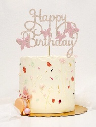 1件立體蝴蝶杯子蛋糕裝飾，為女士生日蛋糕裝飾派對裝飾佳品