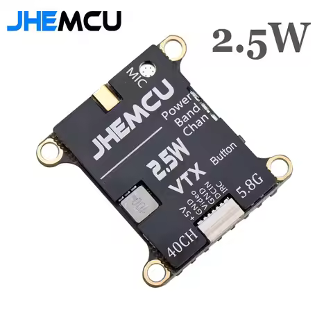 JHEMCU 2.5W VTX 5.8G 40CH Adjustable FPV Transmitter Built-in Microphone Heat Sink 2-6S 30X30mm for 