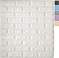 Art3d 64 Sq.Ft Peel and Stick 3D Wall Panels for Interior Wall Decor, White Brick Wallpaper, Pack of