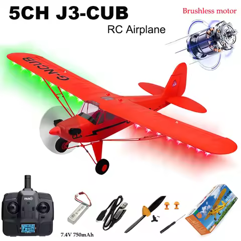 New Version J3-CUB 2.4G RC Airplane With RED LED 5CH 3D/6G Fixed Wing Aircraft With LED Brushless Mo