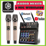Audio Mixer Professional Sound 3R Mixer 4channel Bluetooth 2 Mic Wireless