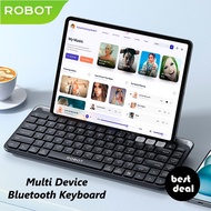 Robot KB30 Bluetooth + Wireless USB 2.4G Keyboard Multi Device up to 3 Devices with Holder for Table