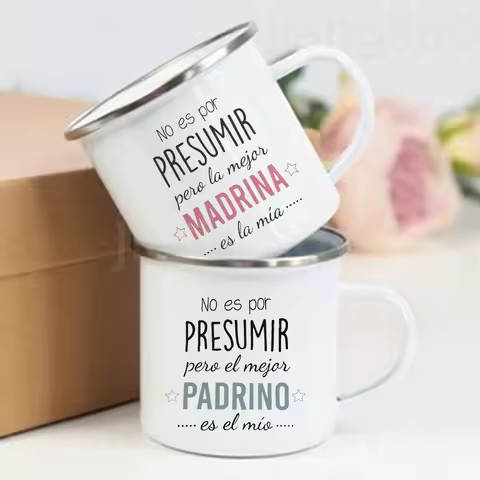 Not To Show Off But The Best Godmother Godfather Is Mine Print Enamel Coffee Mug Drinks Cup Camping 