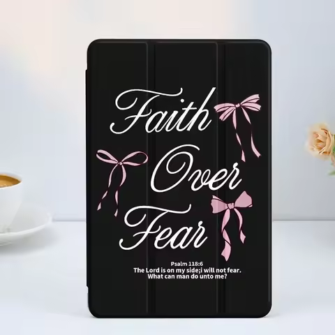 "faith over fear" pink Bow PAD CASE For iPad pro 10/11/2020/6th/7th /8th /Air 3rd/Air 4th/9th gen/Ai