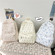 BELLERY Large Capacity Floral Backpack Embroidery Korean Style Floral Shoulder Bag Cute Travel Bag Students School Bag Outdoor