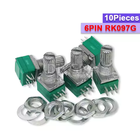 10PCS 6Pin RK097G RK097 5K 10K 20K 50K 100K 500K B5K With A Switch Audio Shaft 15mm Amplifier Sealin