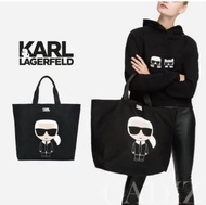 กระเป๋า Karl Lagerfeld Women's K/Ikonik Karl Tote Bag - Black ผ้าแคนวาสไม่หนามาก