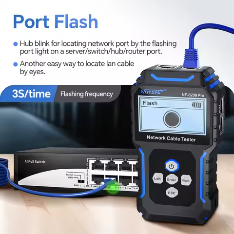 8209 Pro Network Cable Tester Ethernet Tester with PoE, NCV, Length Measurement, Port Flashing, Wire