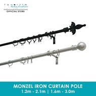 Favorita Monzel Iron Curtain Pole | Iron Pole with Plastic Finials | 2 plastic finials, 3 metal bracket