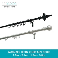 Favorita Monzel Iron Curtain Pole | Iron Pole with Plastic Finials | 2 plastic finials, 3 metal brac