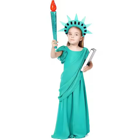 Roman Robe Halloween Costume Like Costume Ancient Greek Girl Dress Children's American Statue of Lib
