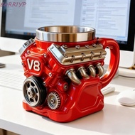 BARR1YP Engine Coffee Cup, Retro V6/V8/V12 Stainless Steel Cup, Unique Double Wall Insulation 3D Res