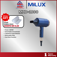 Milux Hair Dryer | MHD-1300 | MHD-1800 | MHD-7501 | 2 Speed Heat Settings | Foldable Compact Design