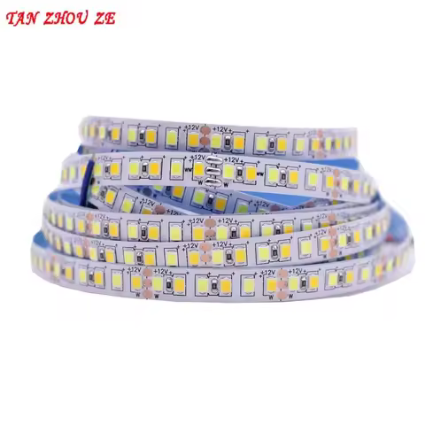 5M Dual Color CRI80+ SMD2835 CCT Dimmable LED Strip Light 12V 24v DC WW CW Color Temperature Adjusta