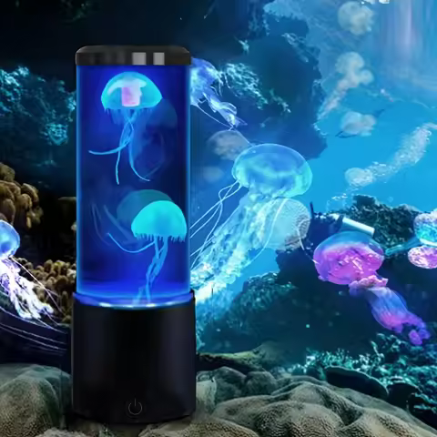 Jellyfish Lava Lamp Aquarium Ocean Night Lights 7 Colors LED Jellyfish Mood Lights With Four Home Be