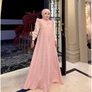 (TERLARIS) Dress printing monogram SS by shellasaukia original (tanpa hijab)