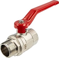 tecuro Ball Valve, Internal x Male Thread G 1/2 Inch (DN 15), Long Steel Lever, Temperature-resistan