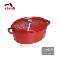 STAUB Grade B Enamelled Cast-iron Oval Cocotte with Aroma Rain Lid (Visually Imperfect), 31 cm, 5.5 L