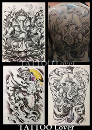 แทททูขนาดเต็มหลังลายพระพิฆเนศ Tattoo Sticker สติ๊กเกอร์รอยสักชั่วคราว กันน้ำได้ ขนาด 34x48.5 ซม.