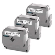 【Malay Spot】3 Pack MK231 MK-231 M-K231 M231 P-Touch M Series Tape 12mm Black on White Compatible wit