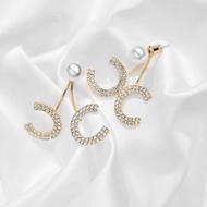 S925 Silver Needle Earrings Double C Earrings Small Fragrant Style Letter Earrings Small Market Vers