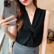 Silk Shirt Sleeveless Office chest twist MS02