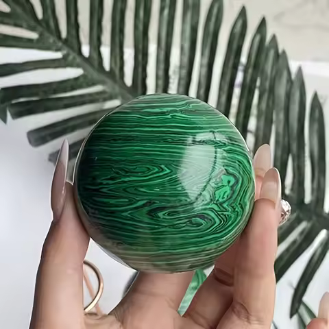 One Malachite Sphere, a Polished Crystal Sphere of High-Quality Malachite, Perfect for Occasions Lik