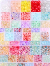 Conjunto de cuentas redondas de cristal de doble color Jelly lindo con 200-480 piezas en caja para hacer pulseras y collares DIY