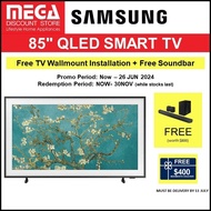 SAMSUNG QA85LS03BAKXXS 85" THE FRAME ART MODE 4K QLED SMART TV + FREE BROWN BEZEL+ SOUNBAR + $400 VOUCHER BY SAMSUNG