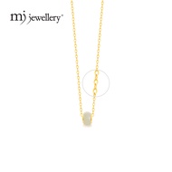 MJ Jewellery 999.9 Gold Foil Inlaid White Jade J1 with 375/9K Gold Necklace Set