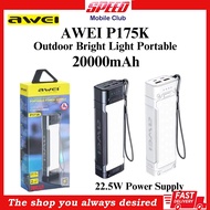 Awei P175K 20000mAh Outdoor Bright Light Portable Power Supply Powerbank 22.5W Speed Charge Dual Input with LED Flash