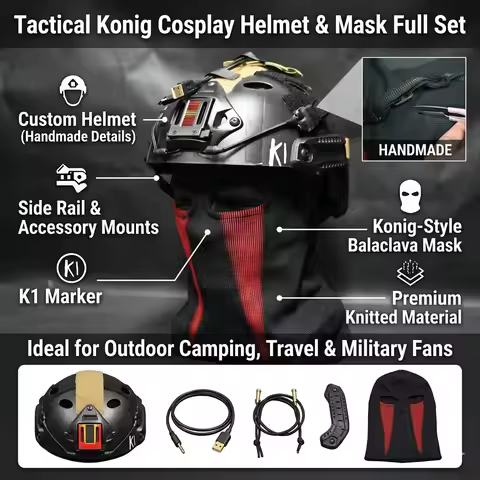 Ghost Konig Tactical Helmet Mask Set COD Cosplay Military Gear for Comic Exhibition & Airsoft Fans T