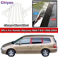 8Pcs Glossy Chrome Car Window Door Column B C BC Pillar Post Cover Trim For Honda Odyssey RA6/7/8/9 