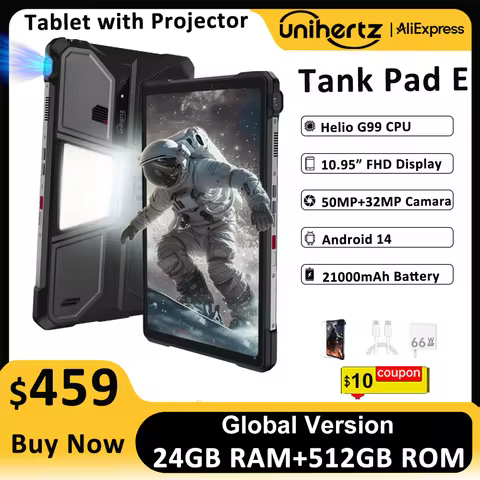 Unihertz 8849 TANK PAD E Rugged Tablet with Projector Android 21000mAh 120Hz 50MP Camera 24GB 512GB 
