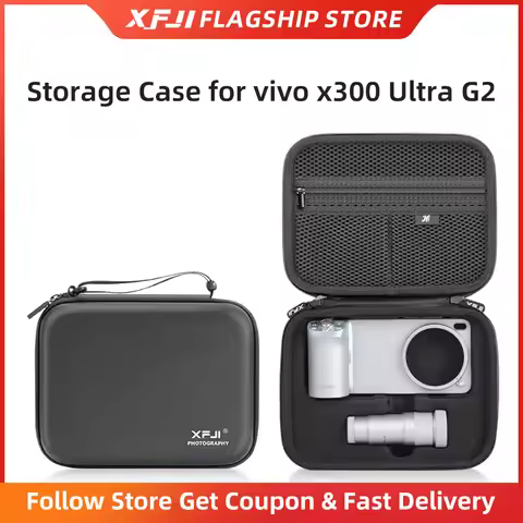 XFJI Storage Bag Case PU Drop-resistant Hard Handbag for VIVO X300 Ultra G2(200mm) Teleconverter Pho