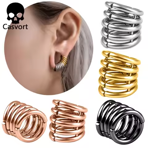 Casvort Hot 00g Stacker Rings Lobe Cuff Ear Gauges Plugs Ear Tunnels Stretcher Earring Clip on Carti