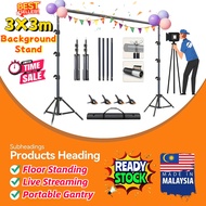 3x3m Photography Backdrop Stand Easy Setup Telescopic Heavy Duty Adjustable Support System Adjustabl