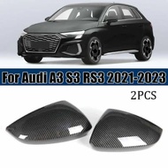 For Audi A3 S3 RS3 8Y 2021-2023 Car Rearview Side Mirror Cover Wing Cap Sticker Exterior Door Rear View Case Trim Carbon Fiber