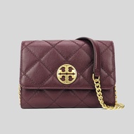 Tory Burch Willa Quilted Leather Chain Wallet Claret 87867