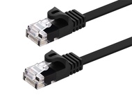 Monoprice Cat5e 1ft Black Flat Patch Cable UTP 30AWG 350MHz Pure Bare Copper Snagless RJ45 Flexboot 