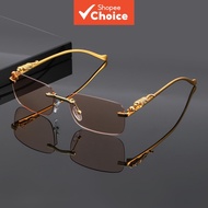 Fashionable Glasses Leopard Print Frameless Square Lenses For Men & Women Photo Prop