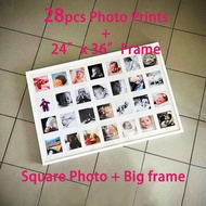 28pcs Square Photo (10cmx10cm)+Frame (24x36Inch) | Big Frame | Photo Prints | Photo and Frame