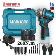Dagmara 18V Cordless Impact Wrench 1/2” Chuck Max Torque 260Nm Electric Power Impact Wrench with LED
