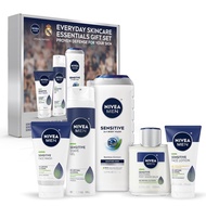 NIVEA MEN Sensitive Skin Care Set for Men, Face Wash, 5 Fl Oz + Body Wash, 16.9 Fl Oz + Shave Gel, 7