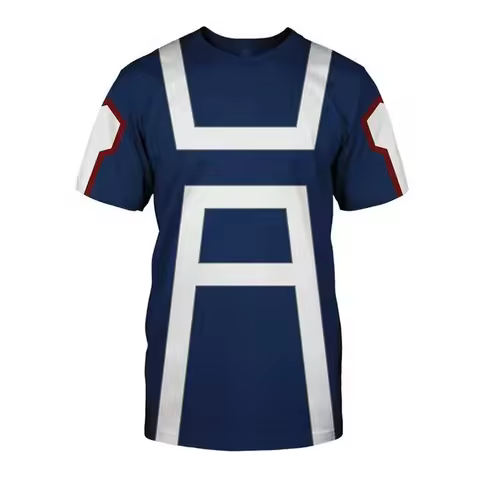 My Hero Academia Men's Summer T-shirts Midoriya Izuku 3D Printing School College Style Boku Hero Aca