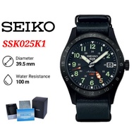 Seiko 5 Sports SSK025K1 GMT Automatic Curved Hardlex Glass Stainless Steel Case &amp; Leather Strap Men's Watch