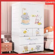 65-70cm Children's Wardrobe Clothes Drawer Cartoon Pattern Minimalist With Wheels Baby Cloth Cabinet