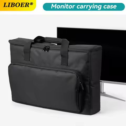 Carrying Case for PC Monitor Portable Shockproof Waterproof Padded Monitor Travel Bag with Strap for
