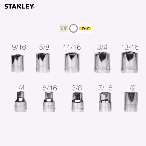 Stanley 1-Pcs 6PT 3/8 Square Drive Sockets Inch Sizes 1/4 5/16 3/8 7/16 1/2 9/16 5/8 3/4 to 13/16 Ra
