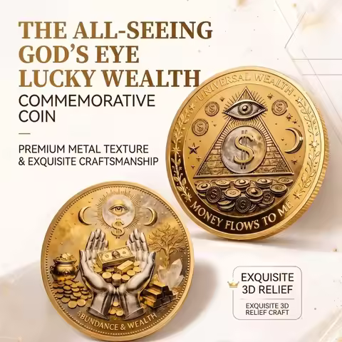 3D Wealth Abundance Coin, All-Seeing Eye Coin, Fortune Charm, Protection Symbol, Drives Away Negativ